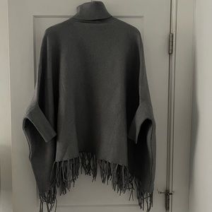 Unbranded Turtleneck Bat Wing Sleeves Tassel Poncho Cape Sweater